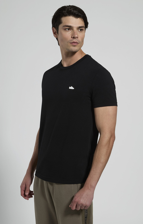 Men's contrast-detail T-shirt, BLACK, hi-res-1