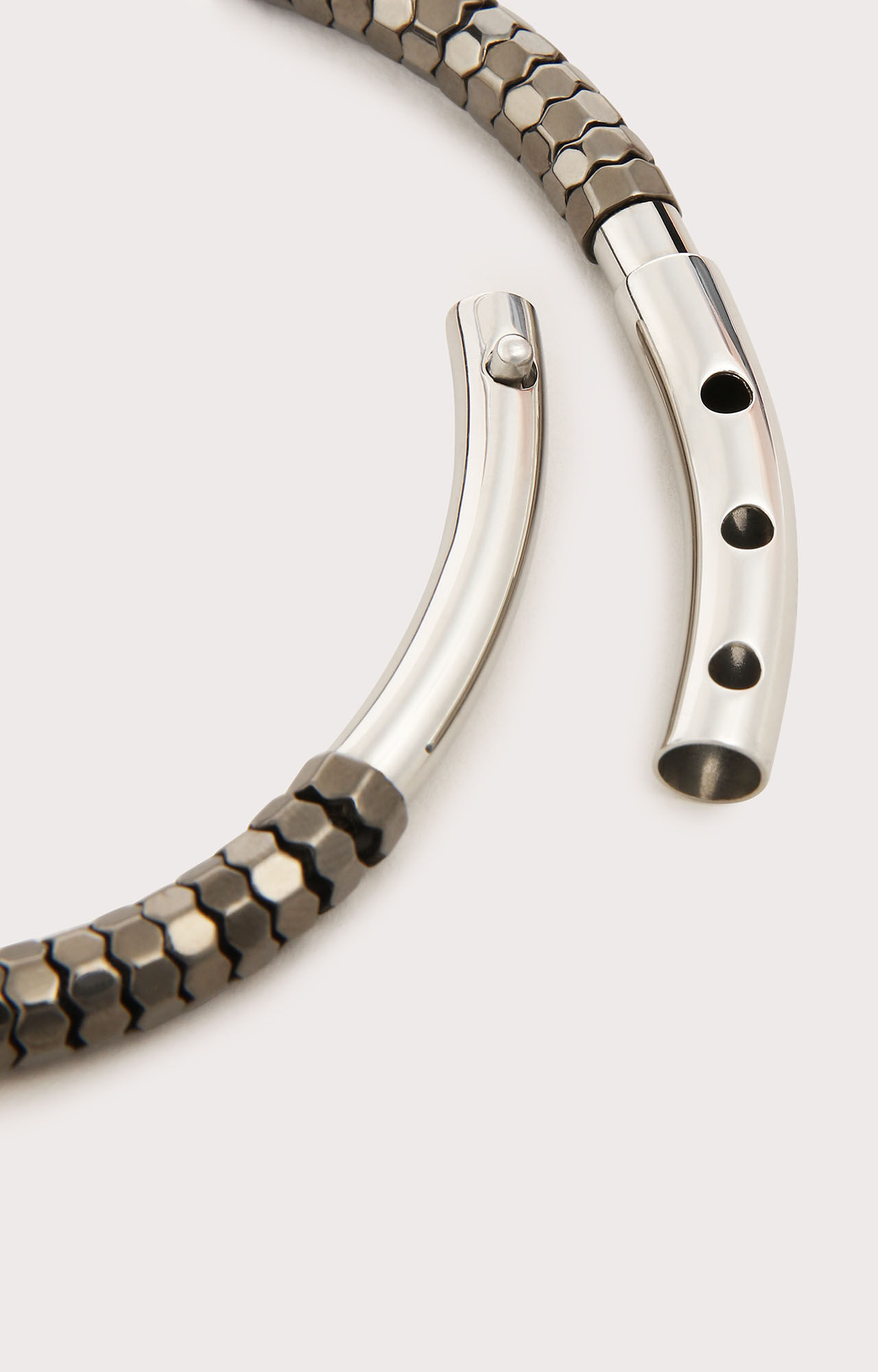 Men's silver steel bracelet with beads and diamonds | Bikkembergs
