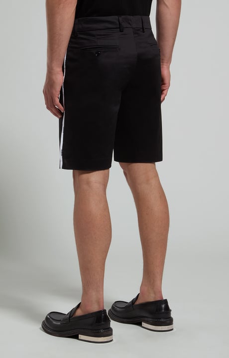 Stretch cotton men's shorts, BLACK Stretch cotton men's shorts, BLACK, hi-res-1