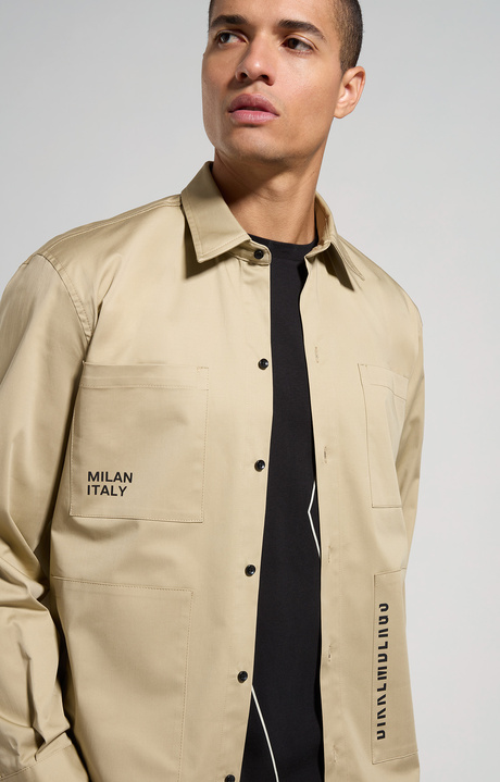 Gabardine men's shirt, OLIVE GREY, hi-res-1