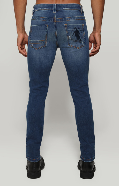 Jeans slim fit uomo con strappi, BLUE DENIM, hi-res-1
