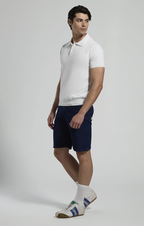 Men's knit polo shirt, WHITE, hi-res-1