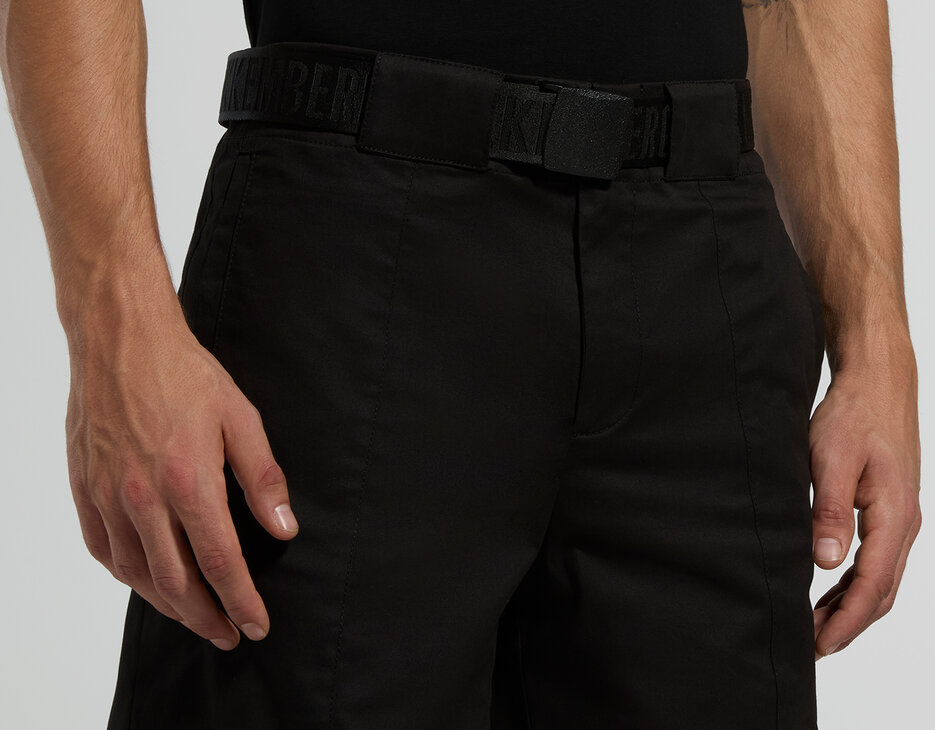 Men's shorts with integrated belt, BLACK, hi-res-1