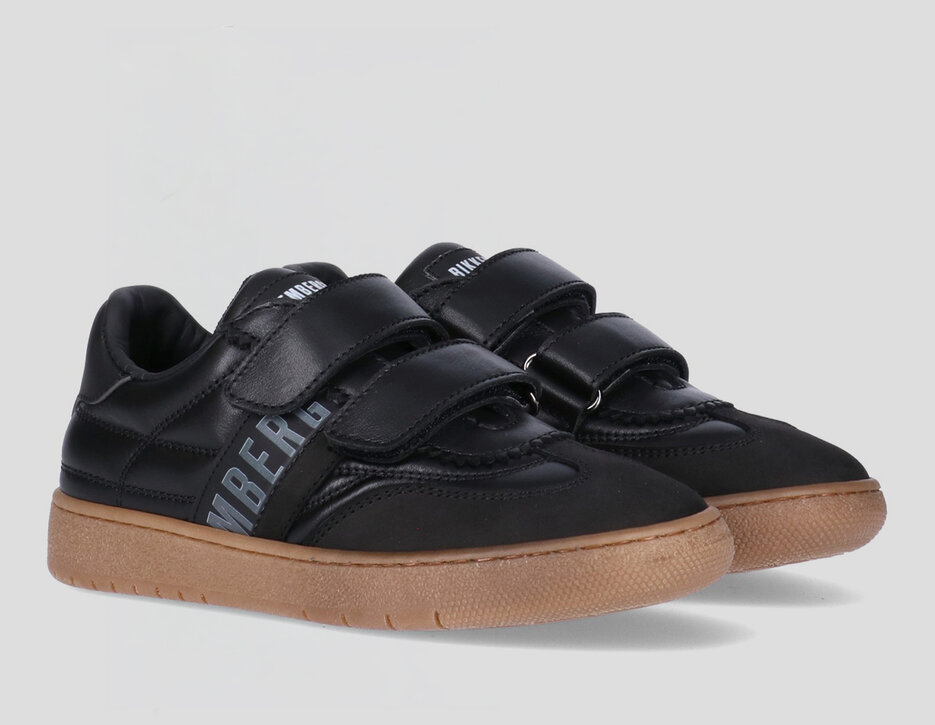 Low-top black sneaker for Boys with Velcro closure and contrasting details, BLACK, hi-res-1