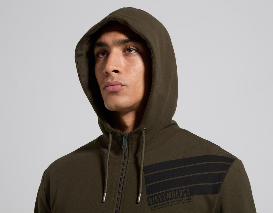 Men's green zip-up hoodie, FOREST NIGHT, hi-res-1