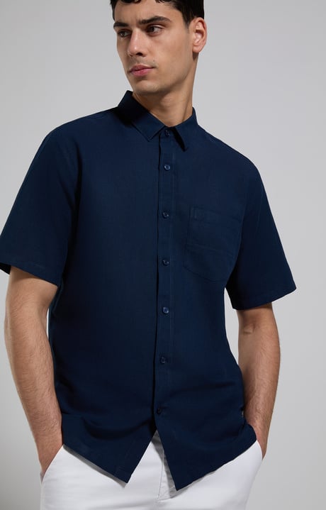 Embroidered linen men's shirt, DRESS BLUES Embroidered linen men's shirt, DRESS BLUES, hi-res-1