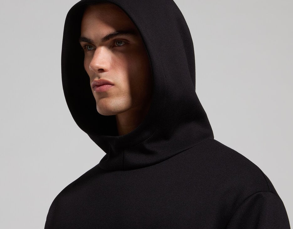 Men's technical fabric sweatshirt, BLACK Men's technical fabric sweatshirt, BLACK, hi-res-1