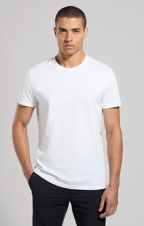 T-shirt uomo in piquet di cotone, WHITE, hi-res-1