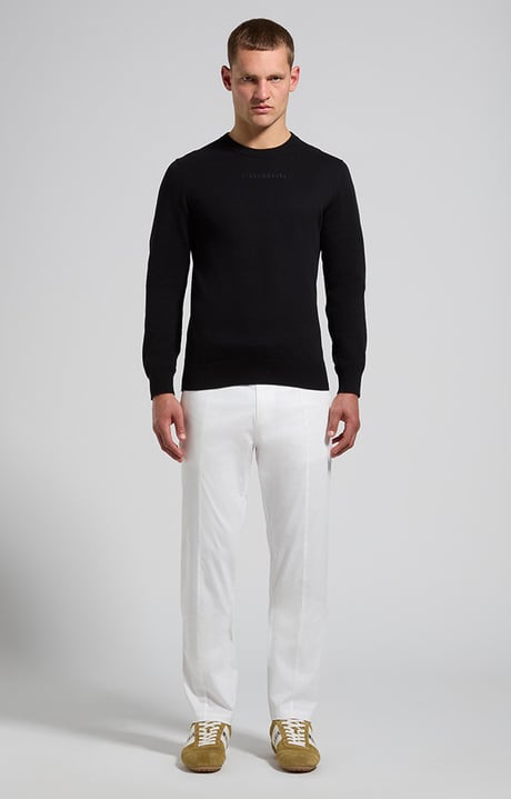 Men's pants with integrated belt, MARSHMALLOW, hi-res-1