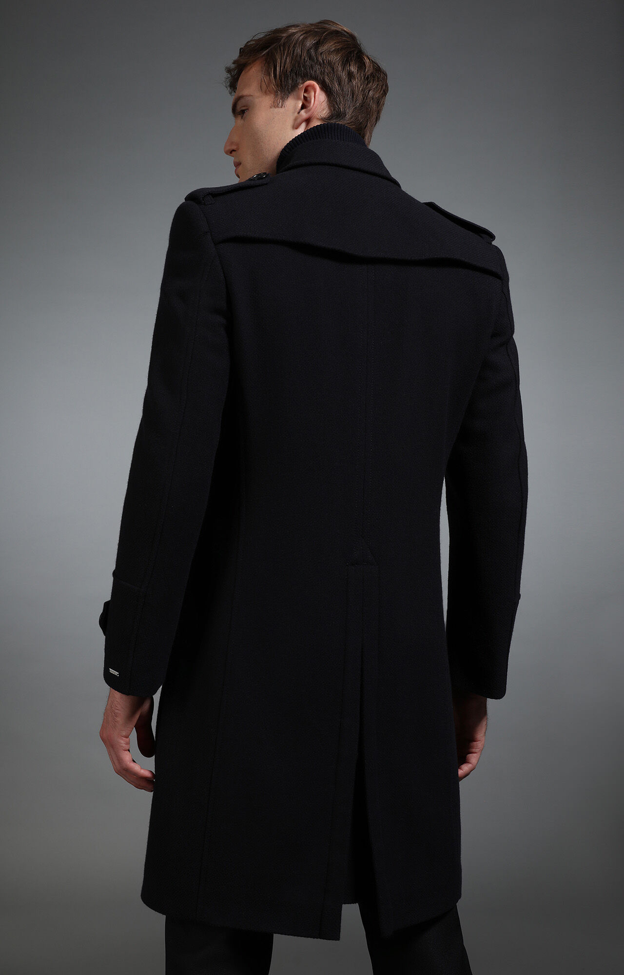 Blue Men's navy double breasted coat | Bikkembergs