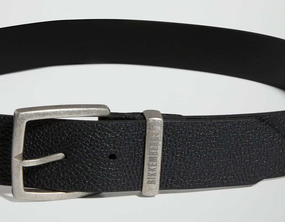 Men's pebbled leather belt, BLACK Men's pebbled leather belt, BLACK, hi-res-1