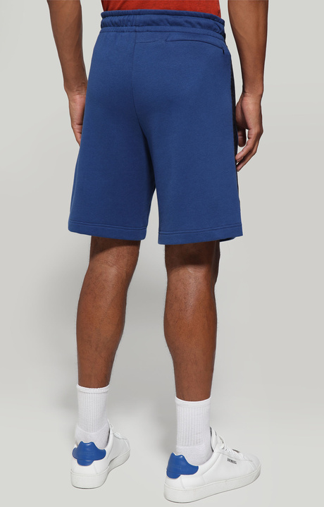 Men's fleece shorts with contrast inserts, BLUE, hi-res-1