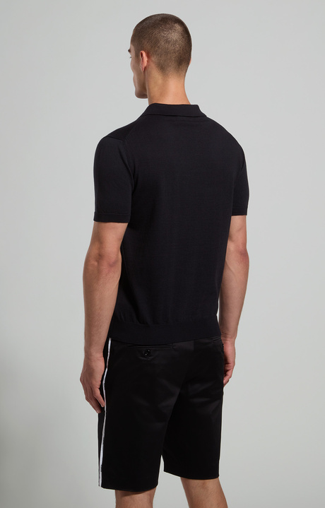 Men's knit polo shirt, BLACK Men's knit polo shirt, BLACK, hi-res-1