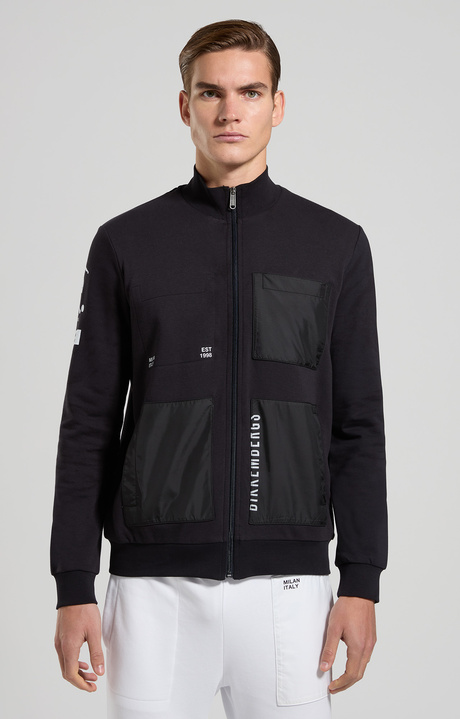 Men's sweatshirt with nylon details, BLACK, hi-res-1