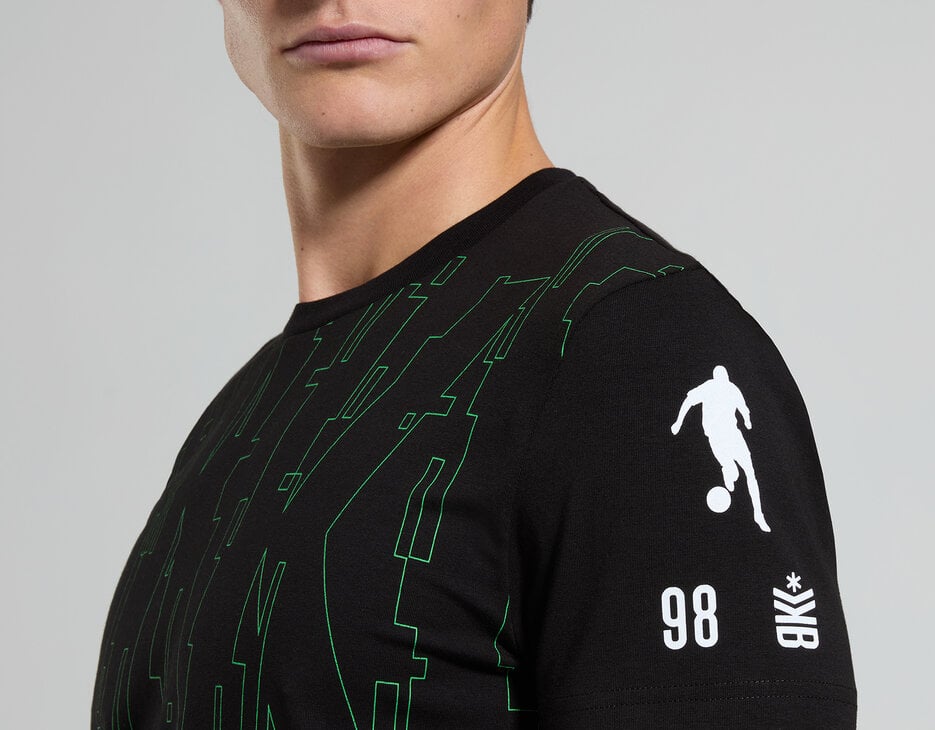 Men's optical print T-shirt, BLACK Men's optical print T-shirt, BLACK, hi-res-1