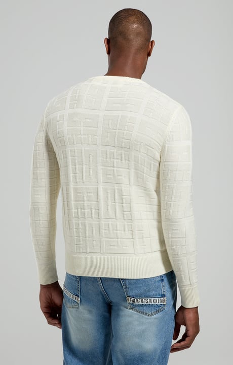 Men’s sweater with all-over logo, OFF WHITE Men’s sweater with all-over logo, OFF WHITE, hi-res-1