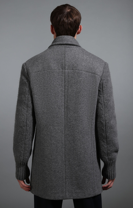 Men's grey double breasted coat, GREY, hi-res-1