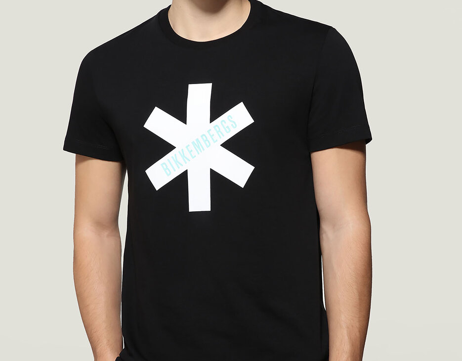 Men's T-shirt with rubber print, BLACK Men's T-shirt with rubber print, BLACK, hi-res-1