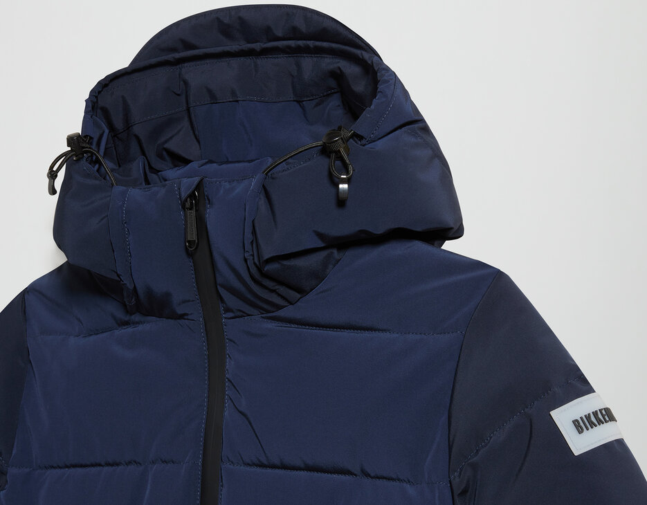 Padded junior's jacket with hood, BLACK IRIS, hi-res-1