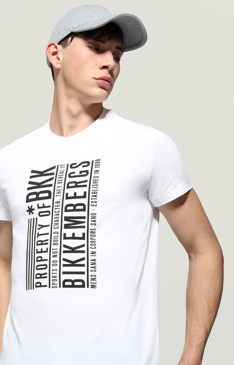 bikkembergs White Men's T-shirt with vertical print