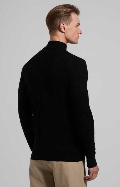 Men’s turtleneck with all-over logo, BLACK, hi-res-1