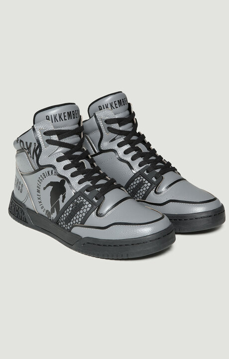 bikkembergs Silver Scoby men's high top leather basketball sneakers
