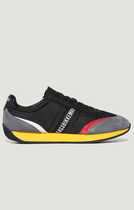 Multi-material men's sneakers - Jogger, BLACK/LAVAGNA, hi-res-1