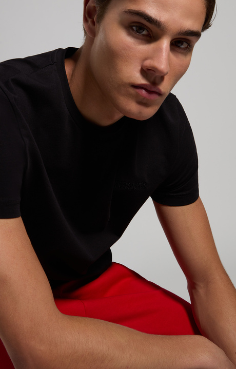 Men's embroidered logo T-shirt, BLACK, hi-res-1