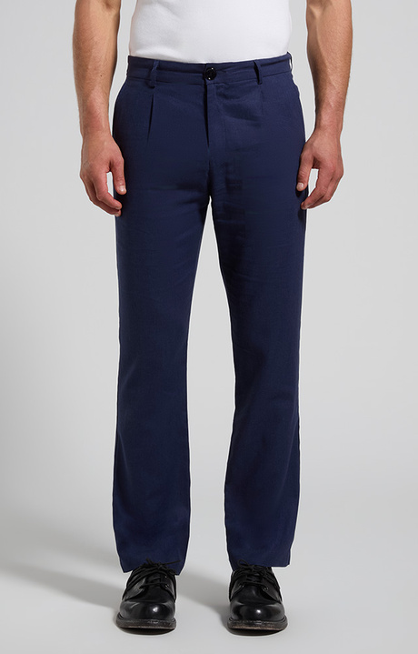 Men's linen and viscose pants, BLACK IRIS, hi-res-1