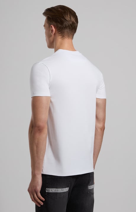 Slim fit T-shirt with close-up logo print, WHITE, hi-res-1