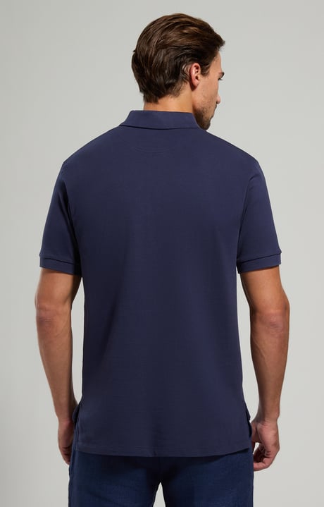 Stretch piquet men's polo shirt, DRESS BLUES, hi-res-1
