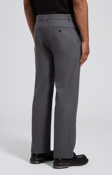 Men's grey wide-fit flannel pants, DARK GREY MELANGE, hi-res-1
