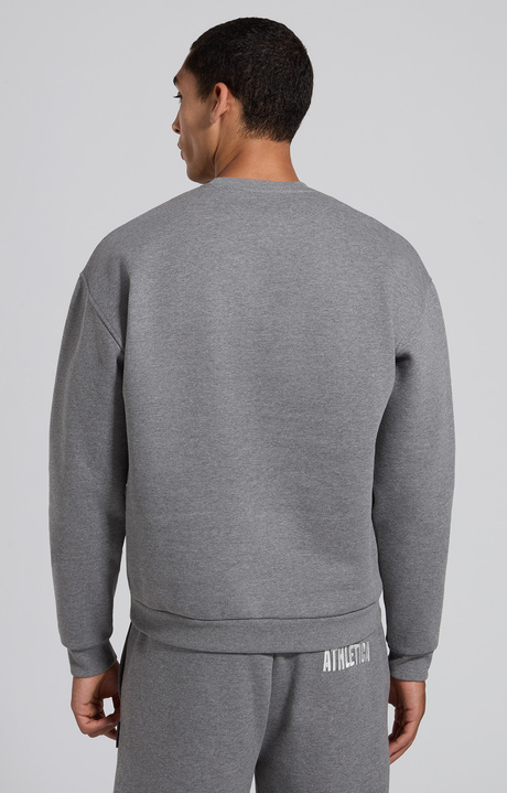 Men's grey loose-fit cotton sweatshirt, GREY MELANGE MID/LIGH, hi-res-1