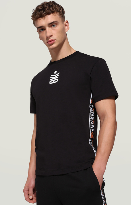 Men's print T-shirt with tape, BLACK, hi-res-1
