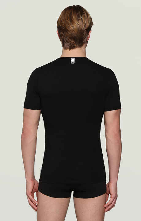 Men's round neck undershirt, BLACK Men's round neck undershirt, BLACK, hi-res-1