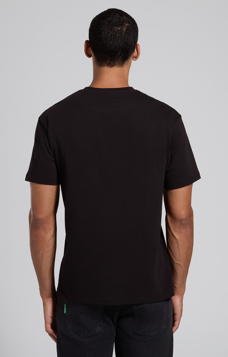 Men's black cotton T-shirt with photographic print, BLACK, hi-res-1