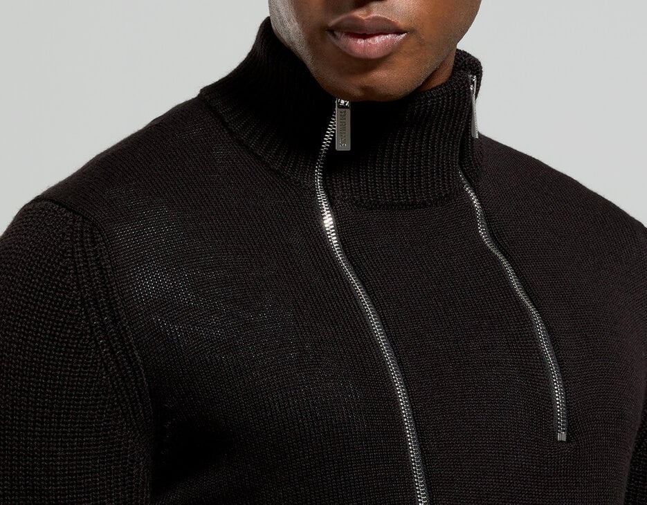 Men’s sweater with zipper details, BLACK Men’s sweater with zipper details, BLACK, hi-res-1