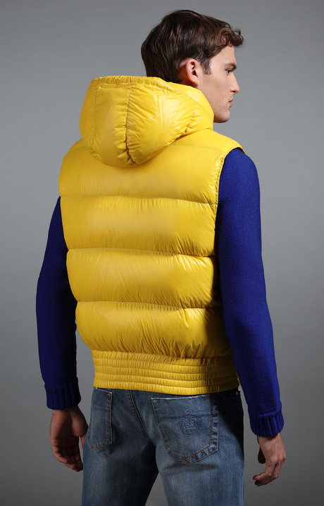 Men's sleeveless yellow down jacket, YELLOW, hi-res-1