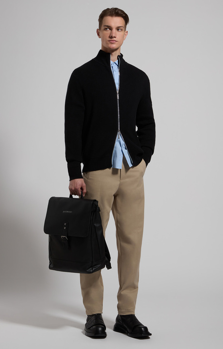 Men’s sweater with zip fastening, BLACK, hi-res-1
