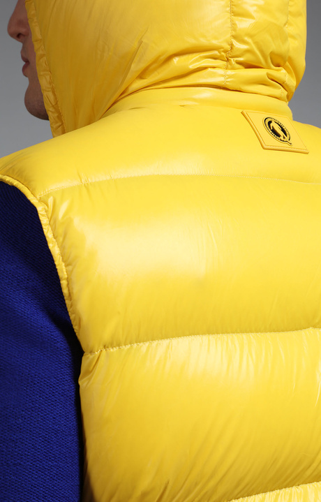 Men's sleeveless yellow down jacket, YELLOW, hi-res-1