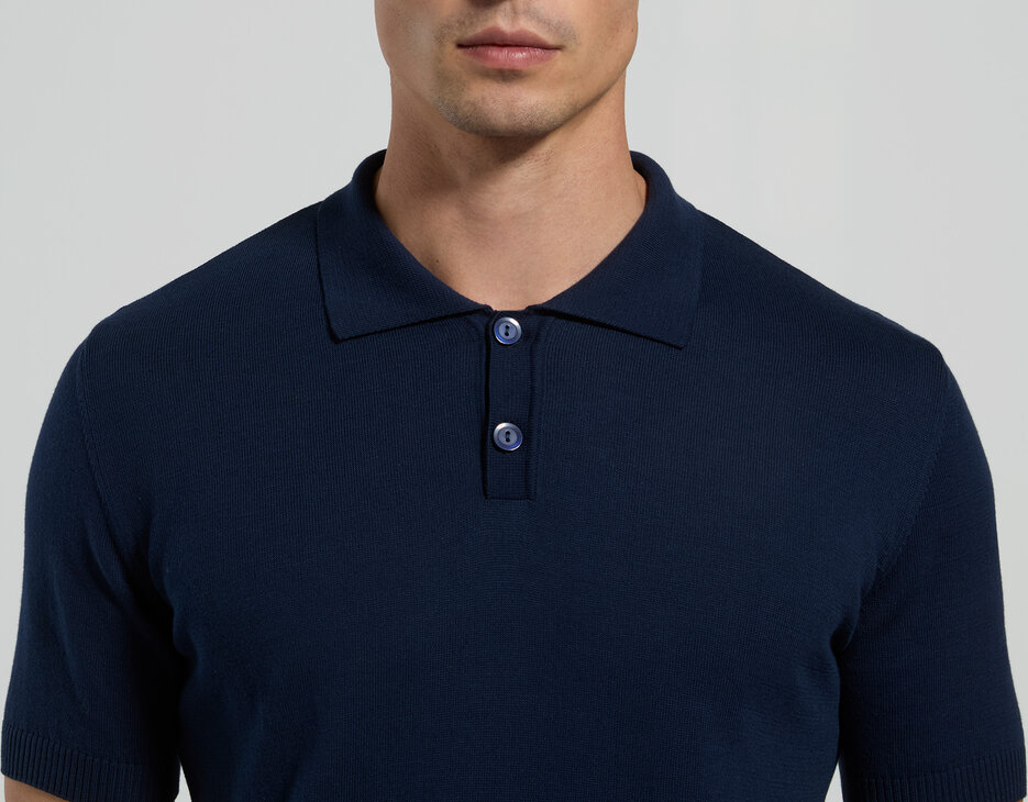 Men's knit polo shirt, BLACK IRIS, hi-res-1