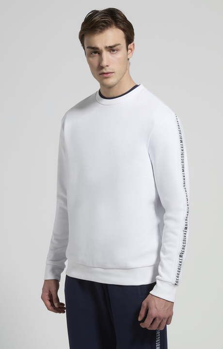Men&rsquo;s sweatshirt with tape detailing, WHITE, hi-res-1