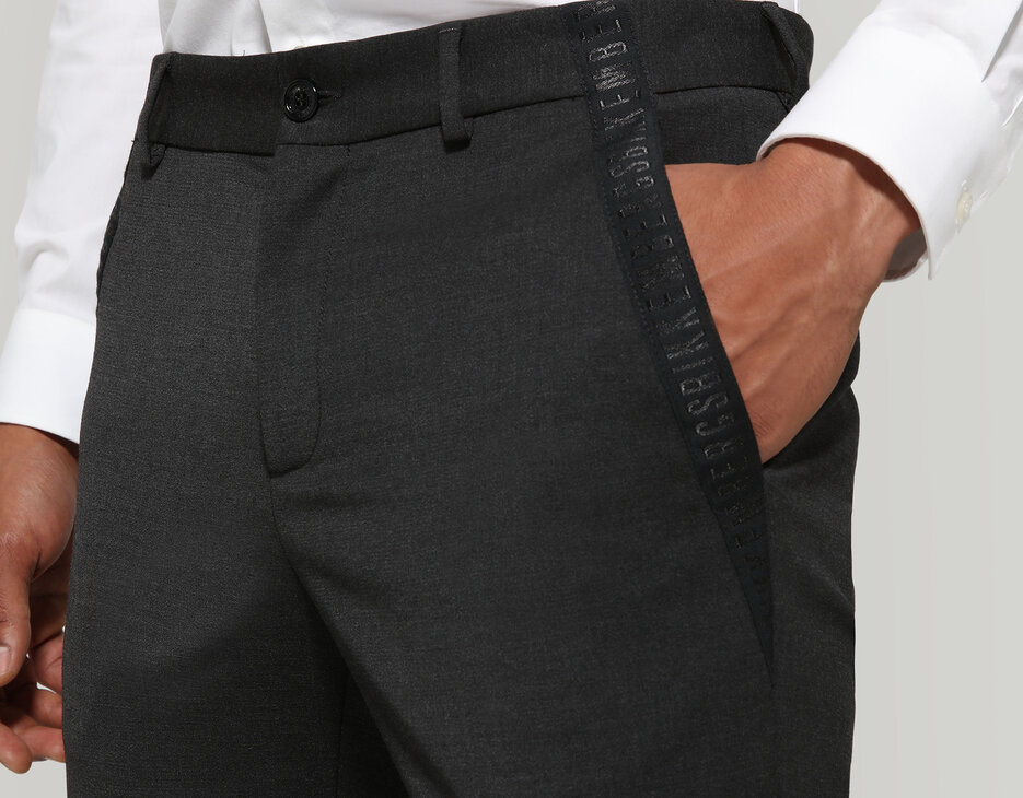 Men's pants with tape detail, DARK GREY MELANGE Men's pants with tape detail, DARK GREY MELANGE, hi-res-1
