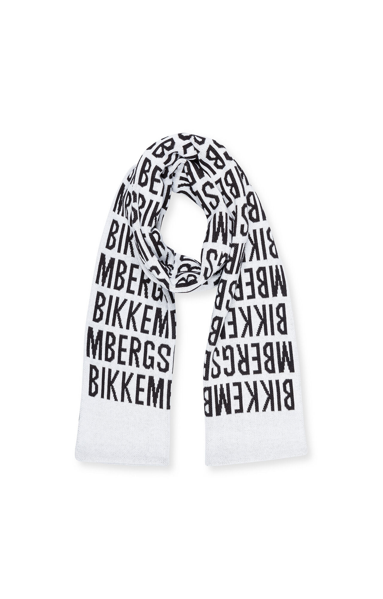 White Scarf with Logo Allover Bikkembergs