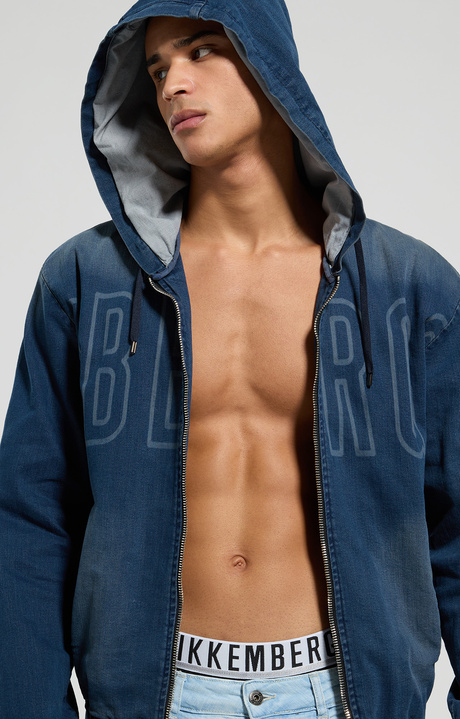 Men's denim jacket, OLIVE GREY, hi-res-1