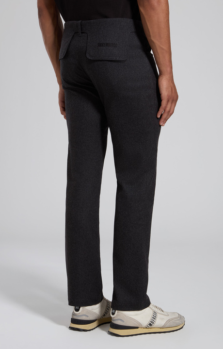 Men's grey flannel pants with back detail, DARK GREY MELANGE, hi-res-1