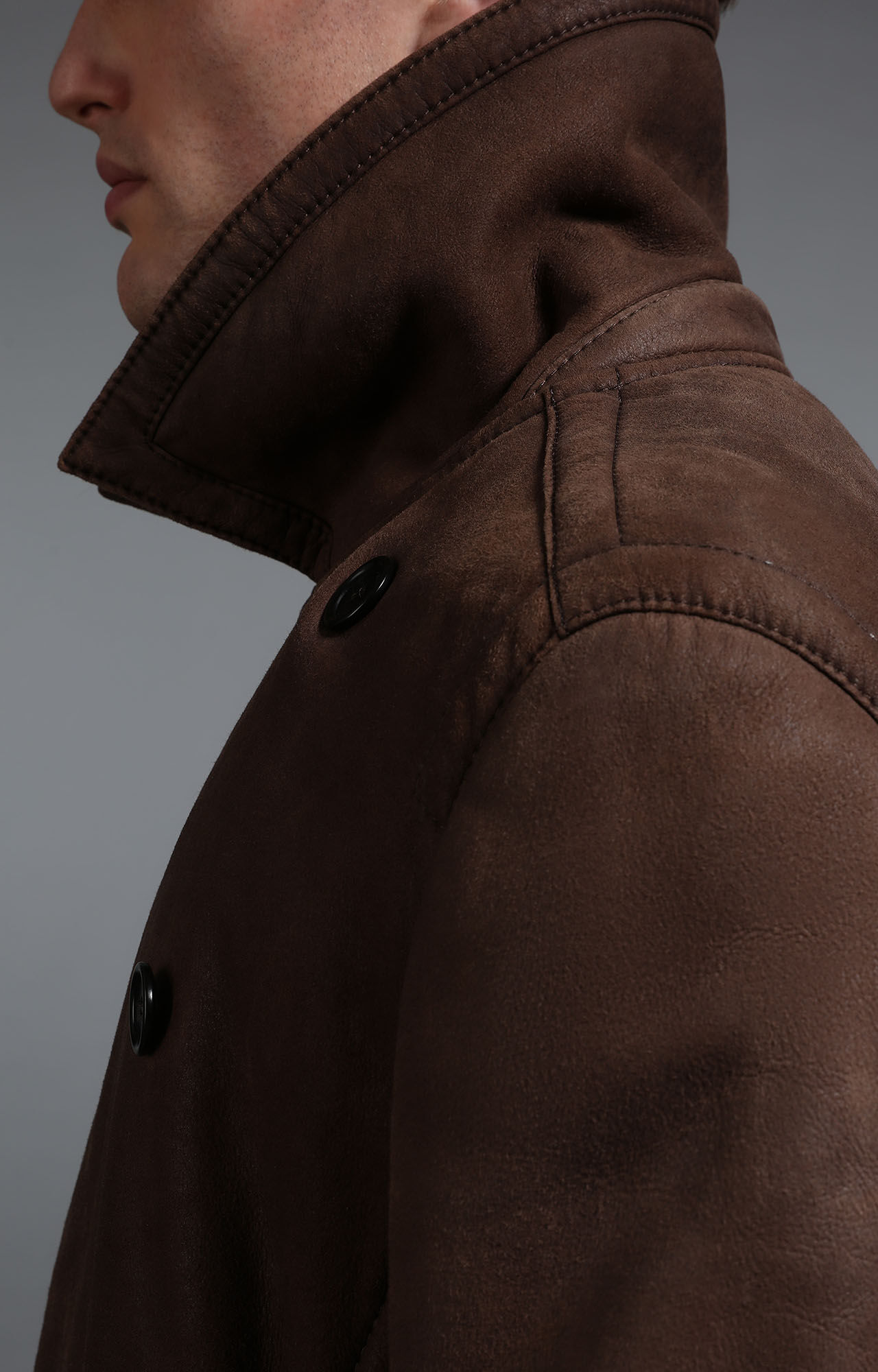 Brown Men's full-length sheepskin coat | Bikkembergs