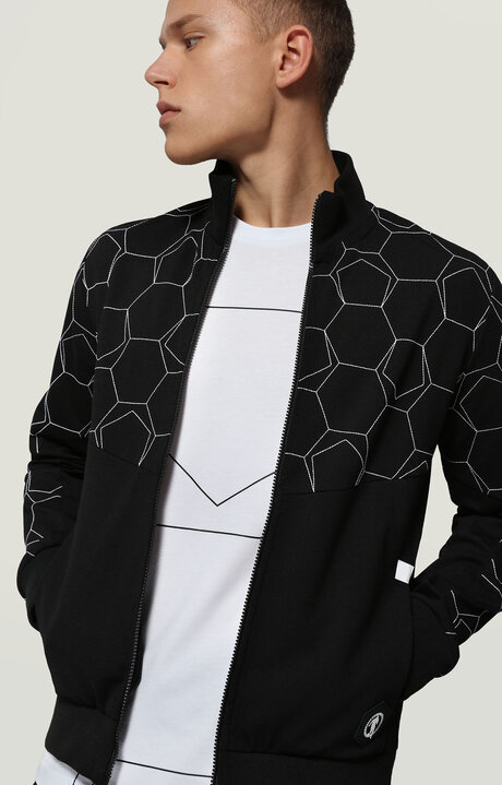 bikkembergs Men's Black sweatshirt with hexagons