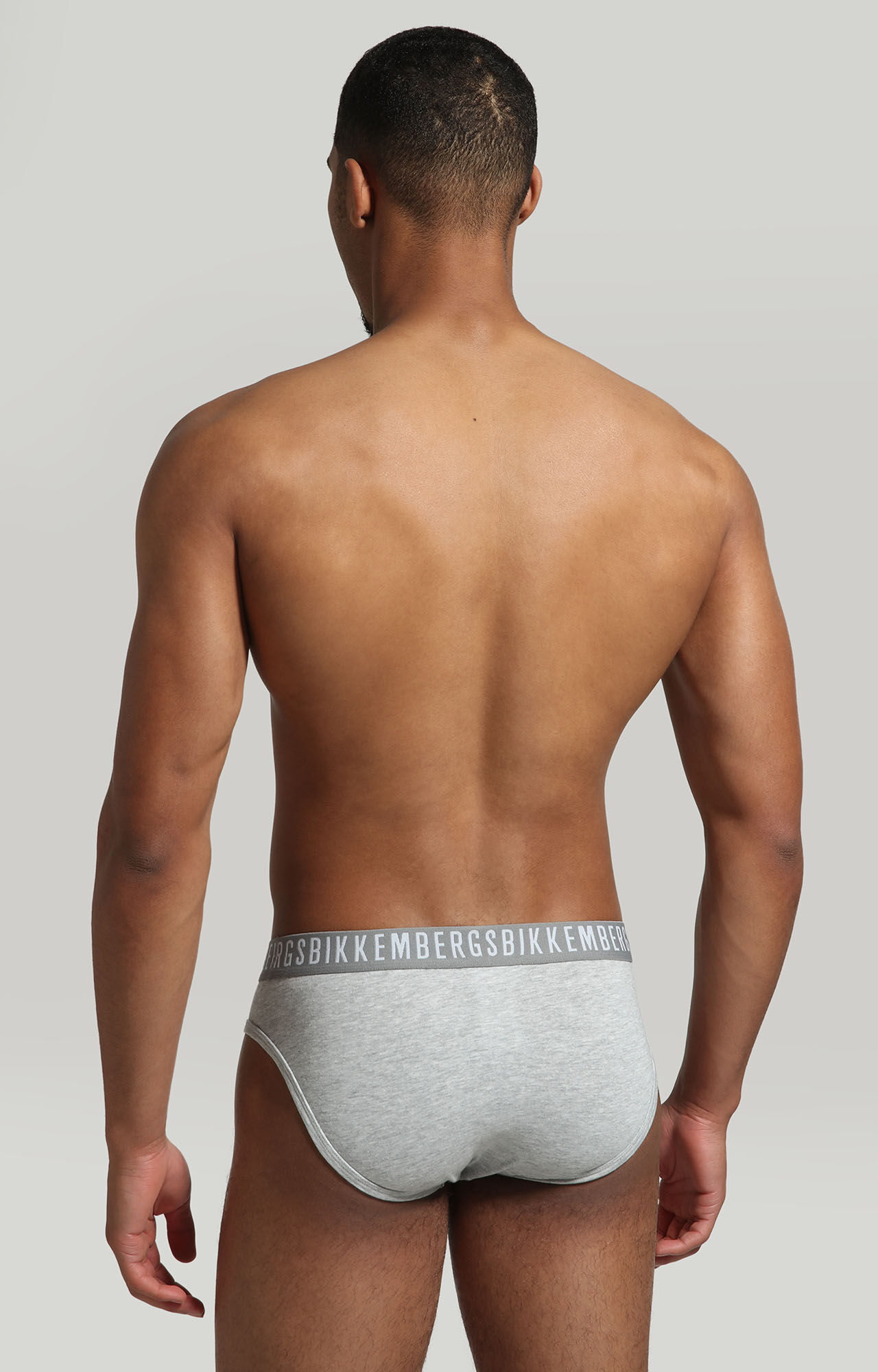 Grey 3-pack men's briefs in stretch cotton | Bikkembergs