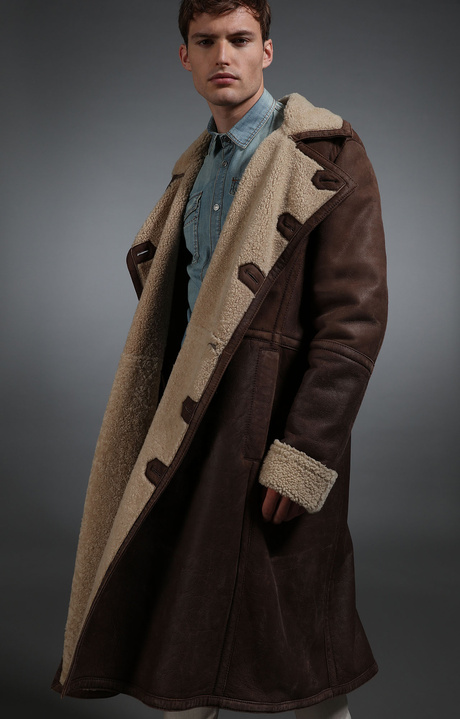 Men's full-length sheepskin coat, BROWN, hi-res-1